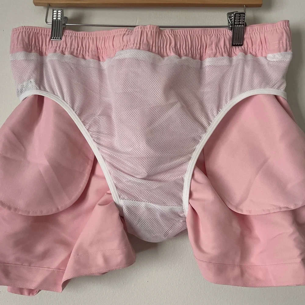 Burberry pink EKD Motif Embroidered men’s/unisex swimtrunks, mesh lining, NWT XL